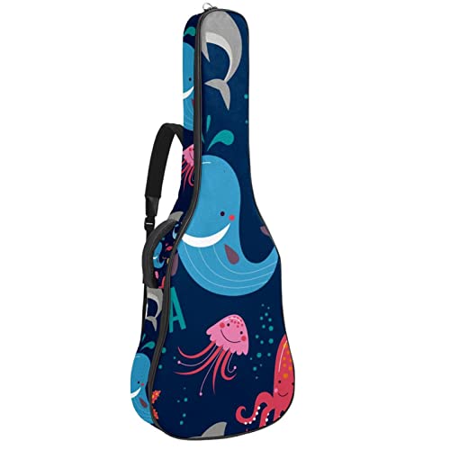 Housse de transport rembourrée imperméable Oxford avec bandoulière réglable Motif animaux marins - Les Beatles, Paul McCartney, John Lennon, RIngo Starr, George Harrison Housse de transport rembourrée imperméable Oxford avec bandoulière réglable Motif animaux marins