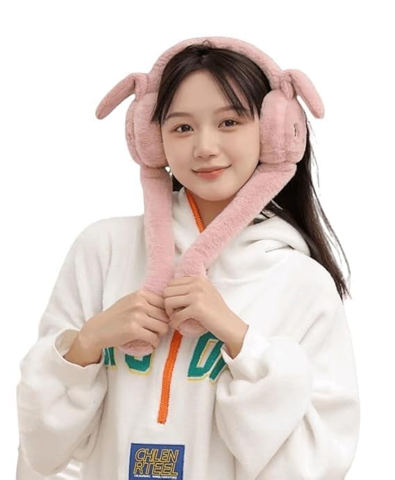 Ear Muffs for Winter | Moving Rabbit Ears Cute Bunny Earmuffs for Girls, Boys, Women | Soft Warm Plush Faux Fur Ear Warmers for Cold Weather Ideal for Outdoor Activity Running, Cycling-image-28