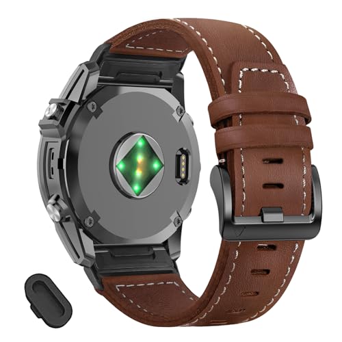 Image of ZPJPPLX 26mm Genuine Leather Quick fit Watch Band Compatible with Garmin Fenix 8 /quatix 51mm /Fenix 7X pro /7X /6X Pro /6X /5X Plus /5X /3 HR /3 /tactix 8 AMOLED-51mm /7 Pro /Enduro 3 2 /Descent Mk3i-51mm /Mk2i