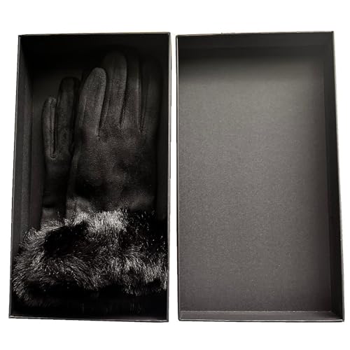 TRIXES Luxuriöse Touchscreen-Damenhandschuhe mit Fellbesatz – Winter-Thermohandschuhe in Einheitsgröße – in Geschenkbox