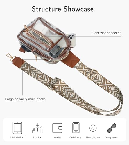 Image of TINYAT Clear Sling Bag Stadium Approved Transparent Bag Crossbody Casual Shoulder Chest Bag for Men Women,T9060