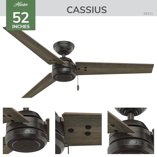 Image of Hunter 52 inch Cassius Indoor /Outdoor Ceiling Fan, Pull Chain, Noble Bronze