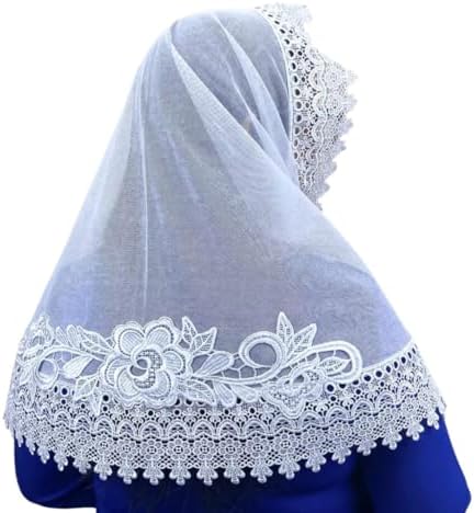 Véu CCB Congregação Cristã Renda Guipir Larga com Aplique Floral