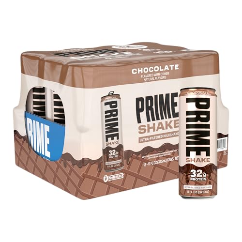 PRIME Shakes, Chocolate, 32g Protein Shake for Muscle Support & Recovery, Ultra-Filtered Milk, Lactose Free, Low Sugar, Low Calorie, Ready to Drink, 11 fl oz, 12 Pack