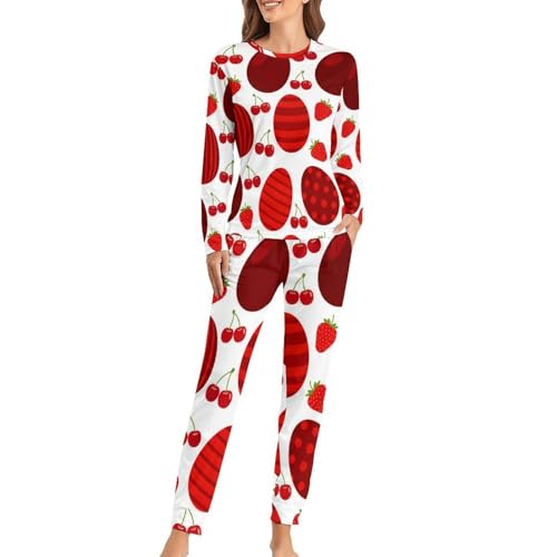 Image of Womens Pajamas Sets 2 Piece Long Sleeve Lounge Set Loose Pants Pj Sets Loungewear with Pockets