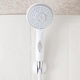 Camco RV Shower Head - Features Convenient On/Off Switch & 5 Different Spray Patterns - Designed to Conserve Potable Water - Simple to Clean w/Rubber Spray Tips - White (43711)