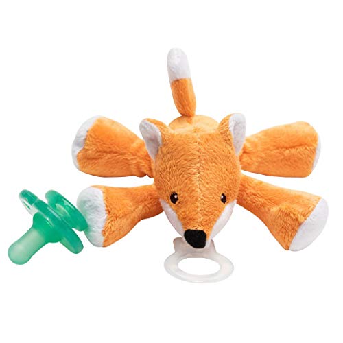 Image of Nookums Paci-Plushies Shakies - Pacifier Holder with Built in Rattle (2 in 1)- Adapts to Name Brand Pacifiers, Suitable for All Ages, Plush Toy Includes Detachable Pacifier (Fox)