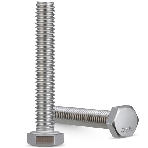 12Pcs 1/4-20 x 5 Hex Head Screw Bolt,304 Stainless Steel 18-8,External Hex Drive,Fully Threaded.