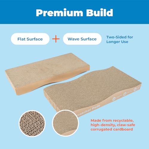 Image of Best Pet Supplies Catify Cat Scratcher, Fun Interactive Scratchers, Posts, Poles, Claw Safe, Furniture Saver Indoor Play Support Natural Cat Behaviors Heavy Duty - Wave (2 Pack)