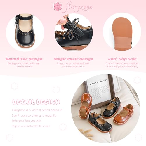 Image of Flaryzone Toddler Little Girl Mary Jane School Uniform Oxfords Flat Dress Shoes