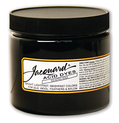Jacquard Acid Dye - Aztec Gold - 8 Oz Net Wt - Acid Dye for Wool - Silk - Feathers - and Nylons - Brilliant Colorfast and Highly Concentrated