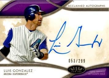 2014 Topps Tier One Acclaimed Autographs #AA-LGO Luis Gonzalez Certified Autograph Baseball Card - Only 299 made!