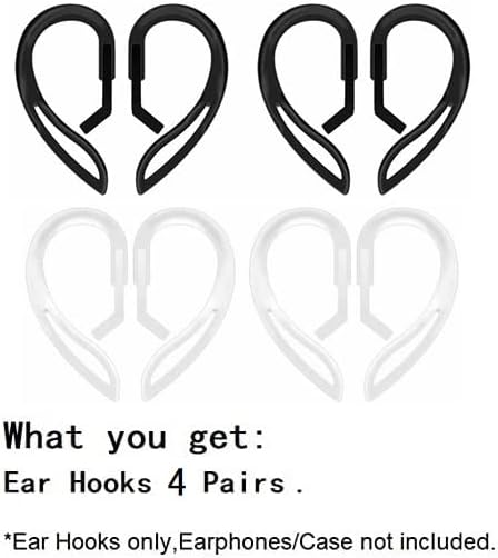 Miniatura 5 de JNSA Ear Hooks (4 Pairs) Compatible with AirPods Pro, 3, 2, 1 Gen - Multi-Dimensional Adjustable Accessory with Sticky Pad - Transparent and Black