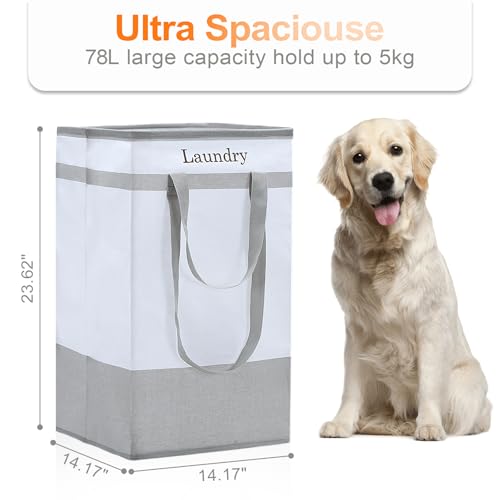 FairyHaus Laundry Basket 78L, 2Pack Laundry Hamper with Easy Carry Handles, Collapsible Laundry Baskets Hampers for Bathroom Clothes Storage Grey - image 5