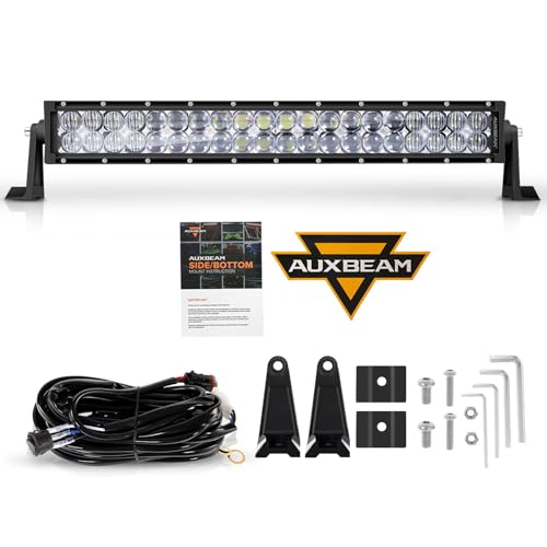 Auxbeam 22 Inch LED Light Bar Curved 120W LED Off Road Driving Lights Spot Flood Combo Fog Lamp CREE Chips 5D Lens with Wiring Harness for Pickup Jeep Car Trucks SUV ATV UTV Ford