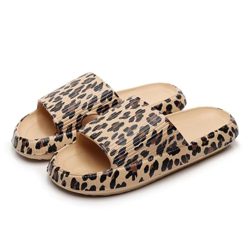 OJXTRDE Unisex Kinder Badelatschen Leopard Wolken Slipper Hausschuhe Jungen Mädchen Flip Flops Sommer Pantoletten Offener Zeh Schlappen Strand Schwimmbad