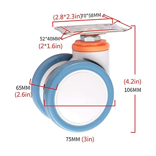 Roulette de meuble pour équipement électronique et chariot médical à double galet - 3