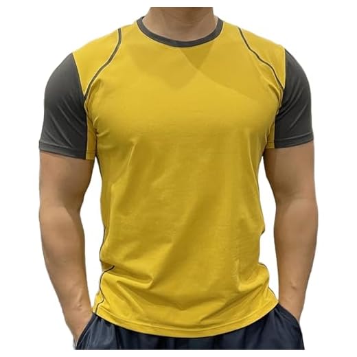 Camiseta de manga corta para hombre, para gimnasio, informal, para fitness, deportes, color para interiores y exteriores, para uso diario, amarillo, 5XL
