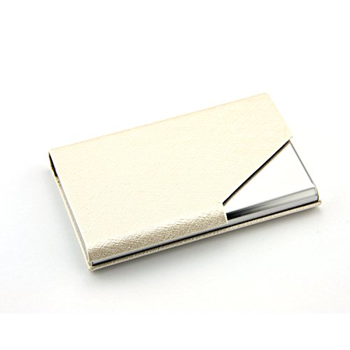 Partstock(Tm) Ladys Cross Pattern Pu Leather And Stainless Steel Business Name Card Holder Wallet Leather Credit Card Id Case/Holder 25 Name Cards Case With Magnetic Shut.(Beige) #TOP1