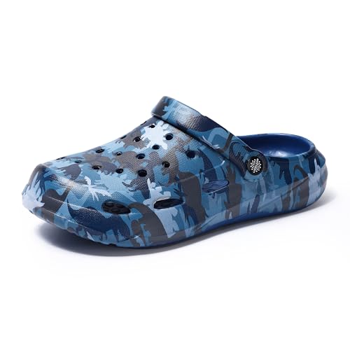 Image of Kids Boys Girls Classic Camo Garden Clogs & Mules | Lightweight Summer Shoes - Quick-Dry Non-Slip Beach Clogs