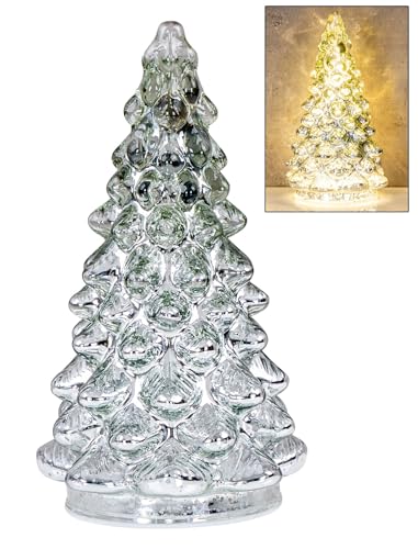 levandeo LED Weihnachtsbaum Silber H20cm Glas Weihnachtsdeko...