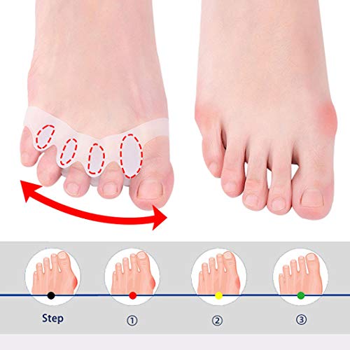 Image of 2 Pair Kids Toe Separators - Soft Gel Foot Spacers for Correcting Bunions, Hammer Toes, Relieving Foot Pain & Plantar Fasciitis