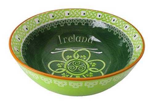 Shamrock Spiral Ireland 14Cm Bowl With Green Yellow Celtic Design Cover