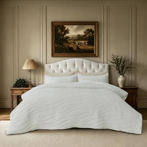 Image of DOWN HOME Crinkle Textured Velvet Quilt Set with Shams, All-Season Luxury Modern Bedding,Easy Care Comforter,Ultra-Soft,Lightweight & Breathable, King, Throne White