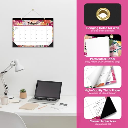 Image of 3 Pack of Desk Calendar 2026-2027, 18-Month Calendar Runs from July 2026 to December 2027, Large 17 inch x 12 inch Monthly Desktop & Wall Calendar for Home & Office - Vivid Bloom