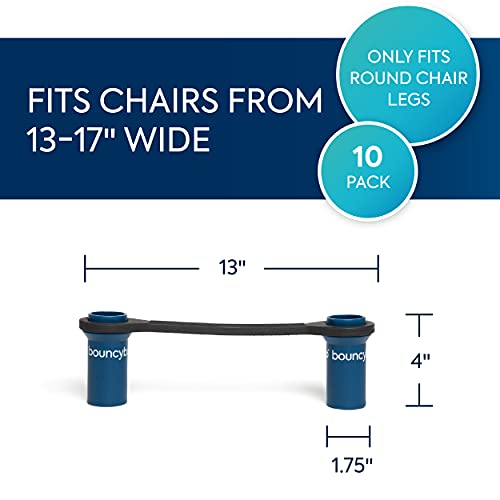 Image of Bouncyband Original Bouncy Bands for Chairs, Blue, 10 Pack -Chair Bands for 13 inch to 17 inch Wide Chair Legs with 1.5 inch Diameter Support Pipes - Silent Sensory Tool Increases Focus & Relieves Stress