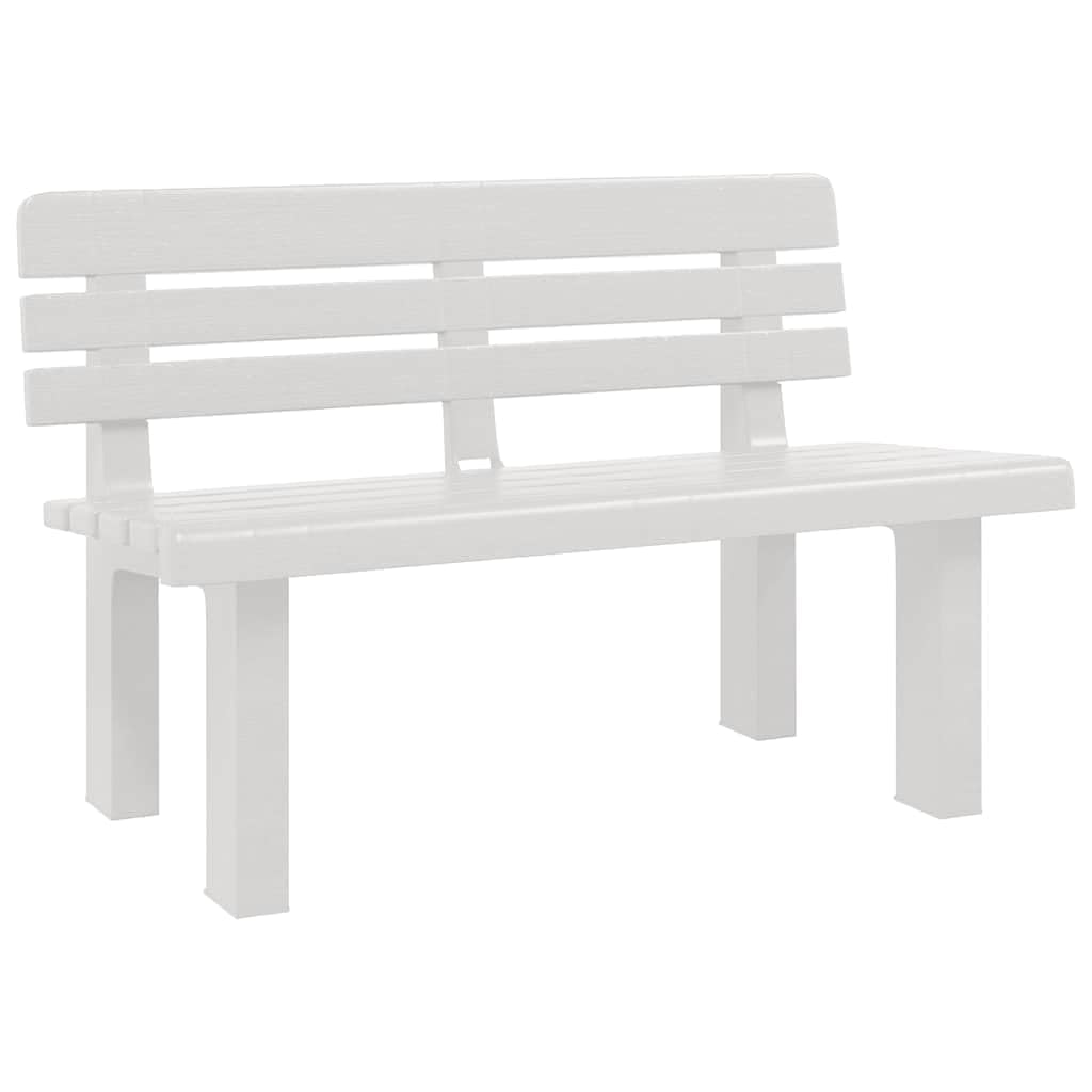 SYDE Banco de Jardín Polipropileno Blanco 110x52x71 cm | Respaldo Cómodo, Estable y Resistente al Calor, Fácil Limpieza, Uso Exterior