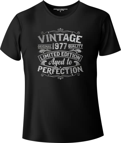 Aged To Perfection 1977 - Unisex Birthday T-Shirt, 100% Cotton, Size XL