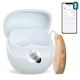 RIC Single Hearing Aid for Seniors,CUSTOM FIT Digital Over-The-Counter Rechargeable Tinnitus Masking Premium Hearing Aid Solution for Adults,Bluetooth Call Enabled,Auto-On, 1pc Right Side