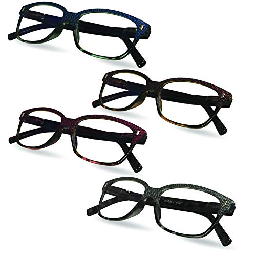 Anti Reflective Prescription Computer Glasses, 4 Pack, 1.00 - Glare and Blue Light Blocking Glasses  Mens and Womens Readers - by Marc De Rez