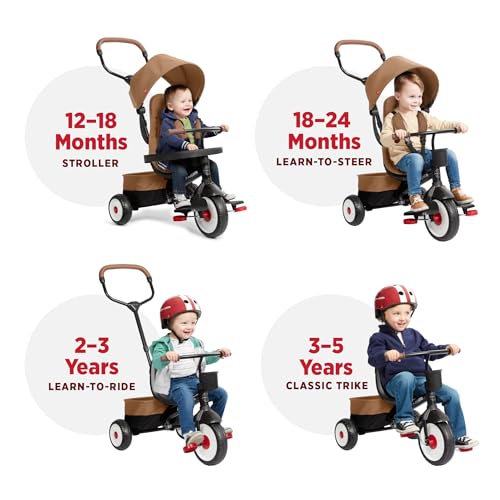 Radio Flyer City 4-in-1 Stroll 'N Trike, Mocha, For Riders 1-5 Years Old, 4 Riding Modes, 3 Point Harness with Comfort Pad, Parent Controlled Steering, Rear Storage, Stroller Tricycle for Toddlers by Radio Flyer - Image 5