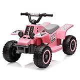 Hetoy 6V Kids Ride On Electric ATV, Ride Car with LED Headlights, Ride-On Toy for Toddlers 1-3 Boys & Girls with Music, Forward & Reverse (Pink)