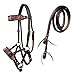 CHALLENGER Horse Western Horse Leather Antique Floral Beaded Bitless Sidepull Bridle Split Reins 77RS40