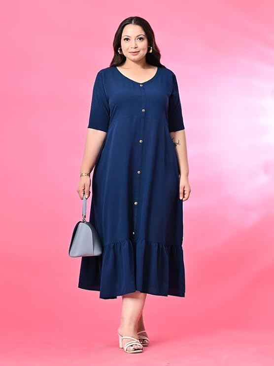 Image of PrettyPlus by Desinoor.com Women's Plus Size Kurta | Ethnic Kurta for Women | Office & Festive Traditional Kurta Firozi