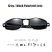 ZHILE Polarized Sunglasses Small Size Rectangular Wrap Metal Frame UV400 Protection (Black, 53)