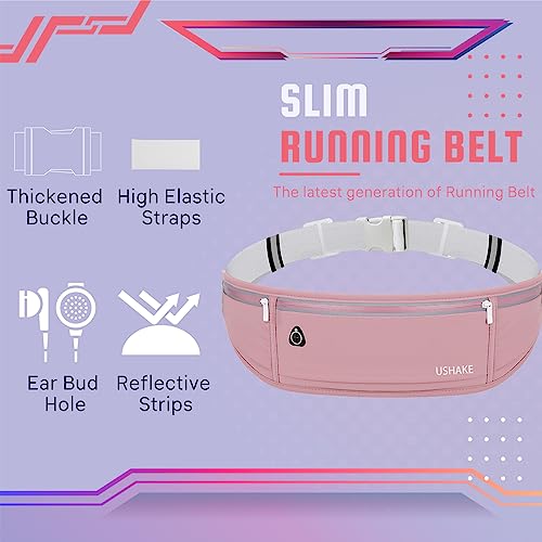 Image of USHAKE Slim Running Belt, Workout Fanny Pack for Men Women,Exercise Waist Pack for Apple iPhone Holder, Runner Belt for Running Walking Cycling Camping Gym Red
