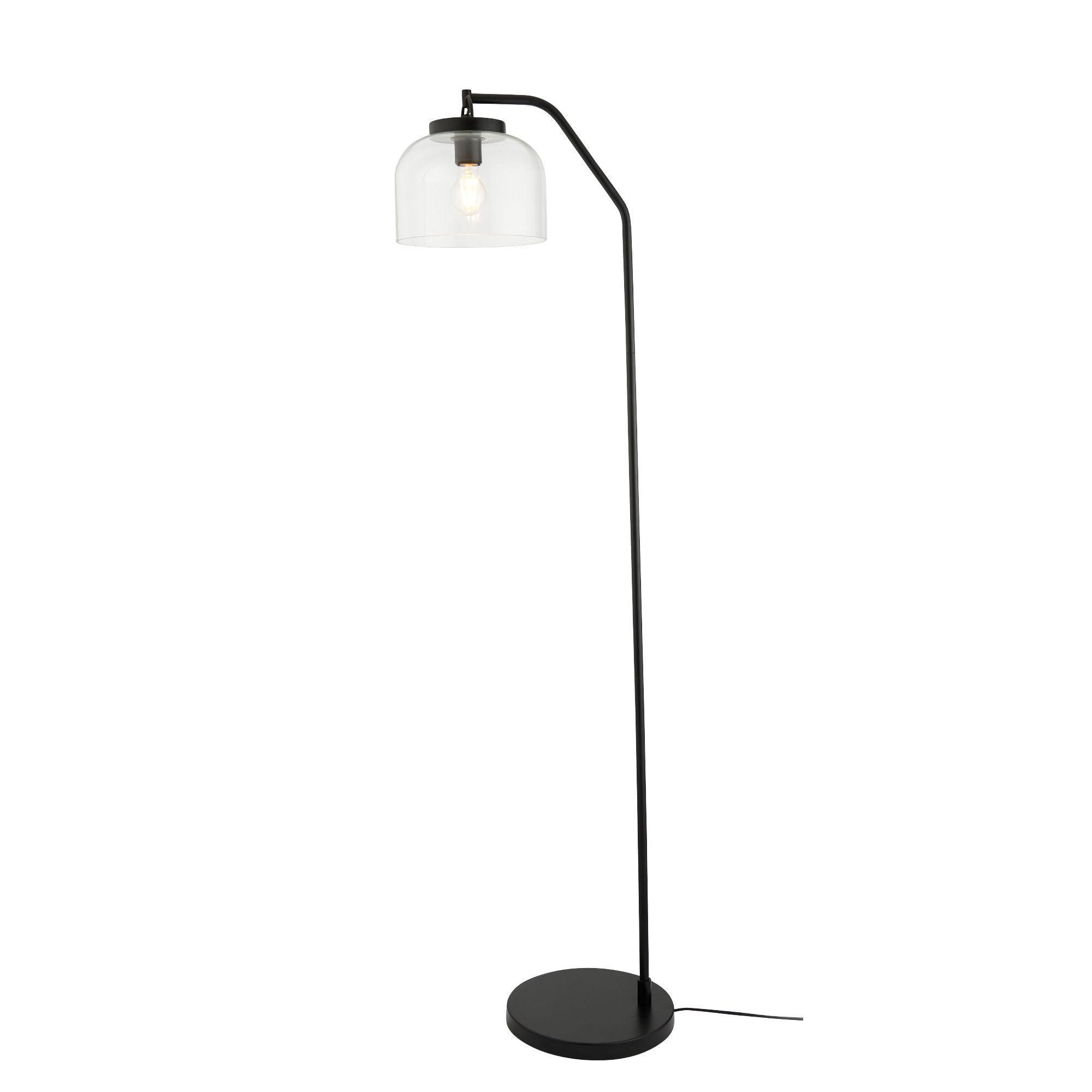 First Choice Lighting PorteMatt Black And Glass 150Cm Floor Lamp from B&Q