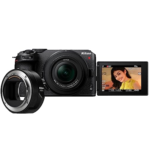 Image of Nikon Z 30 with Wide-Angle Zoom Lens and FTZ II Adapter | Our Most Compact, Lightweight mirrorless Camera with 16-50mm Zoom lense and Adapter for Using DSLR Lenses | Nikon USA Model