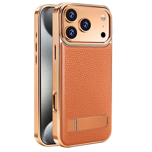 Étui cuir antichoc iPhone 17 anti-rayures orange support magnétique
