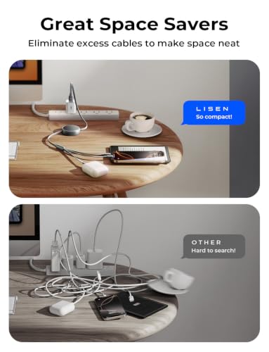 Image of LISEN Multi Charging Cable, 3 in 1 Retractable Charging Cable, Retractable Car Charger with Type C /L /Micro USB Ports for iPhone 17 16 15 14 Pro /Samsung Galaxy S25 /Kindle, Car Accessories, Grey