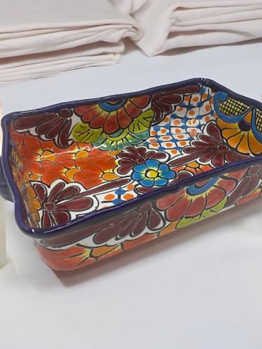 Talavera Casserole Dish - 13x9 Inches, Hand-Painted Mexican Pottery, Unique and Oven Safe, Dishwasher Safe, Handmade in Mexico