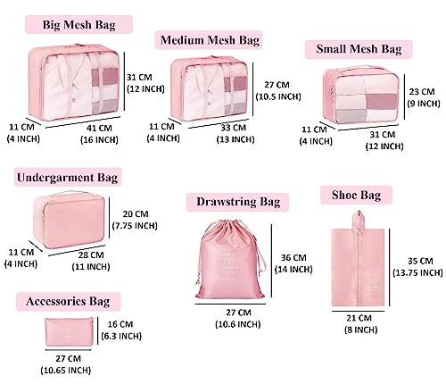 Image of Nightstar 7 Pcs Foldable Luggage and Laundry Bag Pouch Waterproof Travel Toiletry Organizer Garment Storage Bag Portable Packing Cubes (1 Pc) (Pink)
