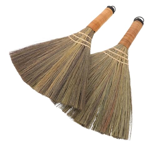 Cabilock 2pièces Balais Paille Naturelle sans Manche Balai Intérieur Tissé Main Brosse Souple pour Nettoyage Doux des Tables Canapés Et Petits Espaces Maison Cuisine