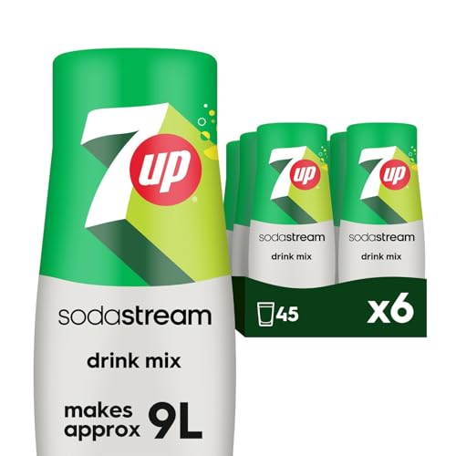 SodaStream Flavours 7Up Sparkling Drink Mix, Fizzy Drink Maker Concentrate, Original Soda with Natural Lemon & Lime Flavouring, Caffeine Free, Official 7Up x SodaStream Syrup - 6 x 440ml Multi Pack