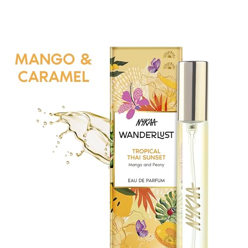 Image of Nykaa Wanderlust Tropical Sunset Eau De Parfum I Travel size, mini Perfume for Women - 16 ml I Fruity floral Perfume | | Long-Lasting, Travel‐Friendly, Vegan,Paraben‐Free, IFRA Certified I Mango and Peony fragrance notes