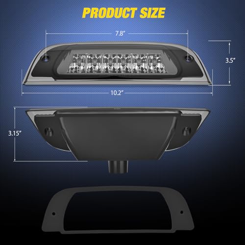 Image of Nilight Third Brake Light Tail High Mount 3rd Stop Lights Smoked Lens Compatible with Jeep Liberty 2002 2003 2004 2005 2006 2007 Van SUV Rear Center Cab Lamp